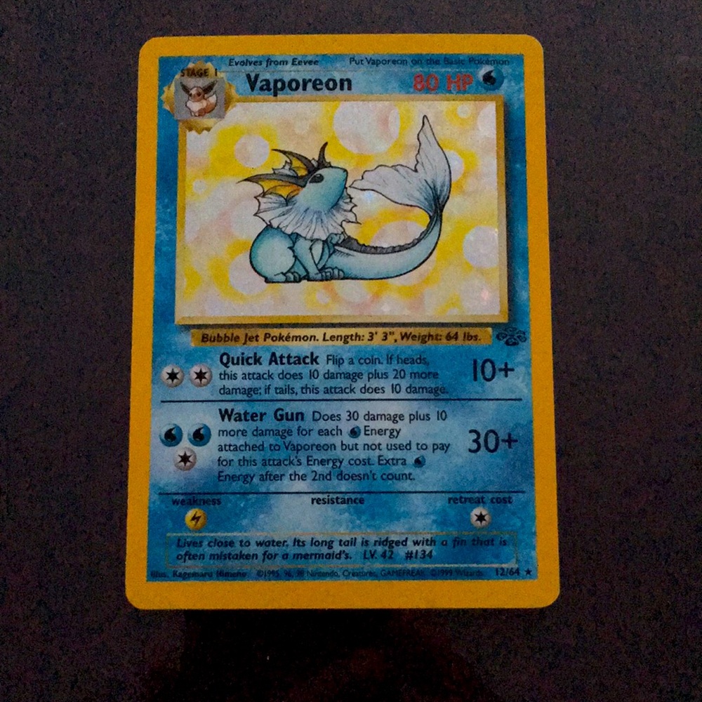 RARE Pokémon  -  Vaporeon Jungle 12/64 - Holo Rare LP 80 HP